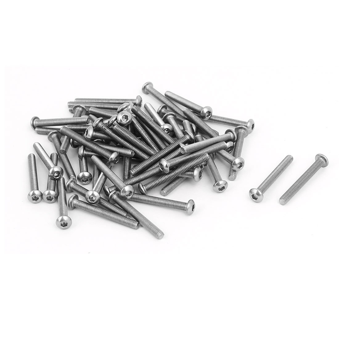 Sourcingmap M3 x 25mm 304 Stainless Steel Button Head Hex Socket Cap Screws Fastener 60PCS
