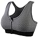 BaBana Women's Zip Front Anti Sports Yoga Bra, Padded High Impact Support For Workout Fitness Removable Pads, Running Bra (X-Large, Gray)