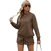 MATEAM Women's Sweat Shorts Sets 2 Piece Outfits Casual Lounge Matching Set Sweatsuit