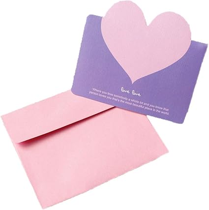 Amazon Fengkuo ハート型のグリーティングカードホリデーバースデーカード封筒グリーティングカードミニカードありがとうメッセージカード バースデーカードクリエイティブグリーティングカード 雑貨収納ボックス Color Purple 手帳 カレンダー 文房具