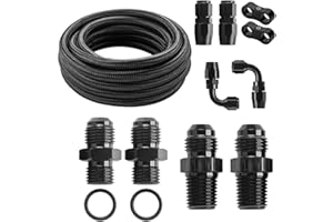 Autoutfit AN6 6AN Automatic Transmission Cooler Lines Kit with fittings For 4L60E 4L65E - Black Nylon Braided Hose Kit