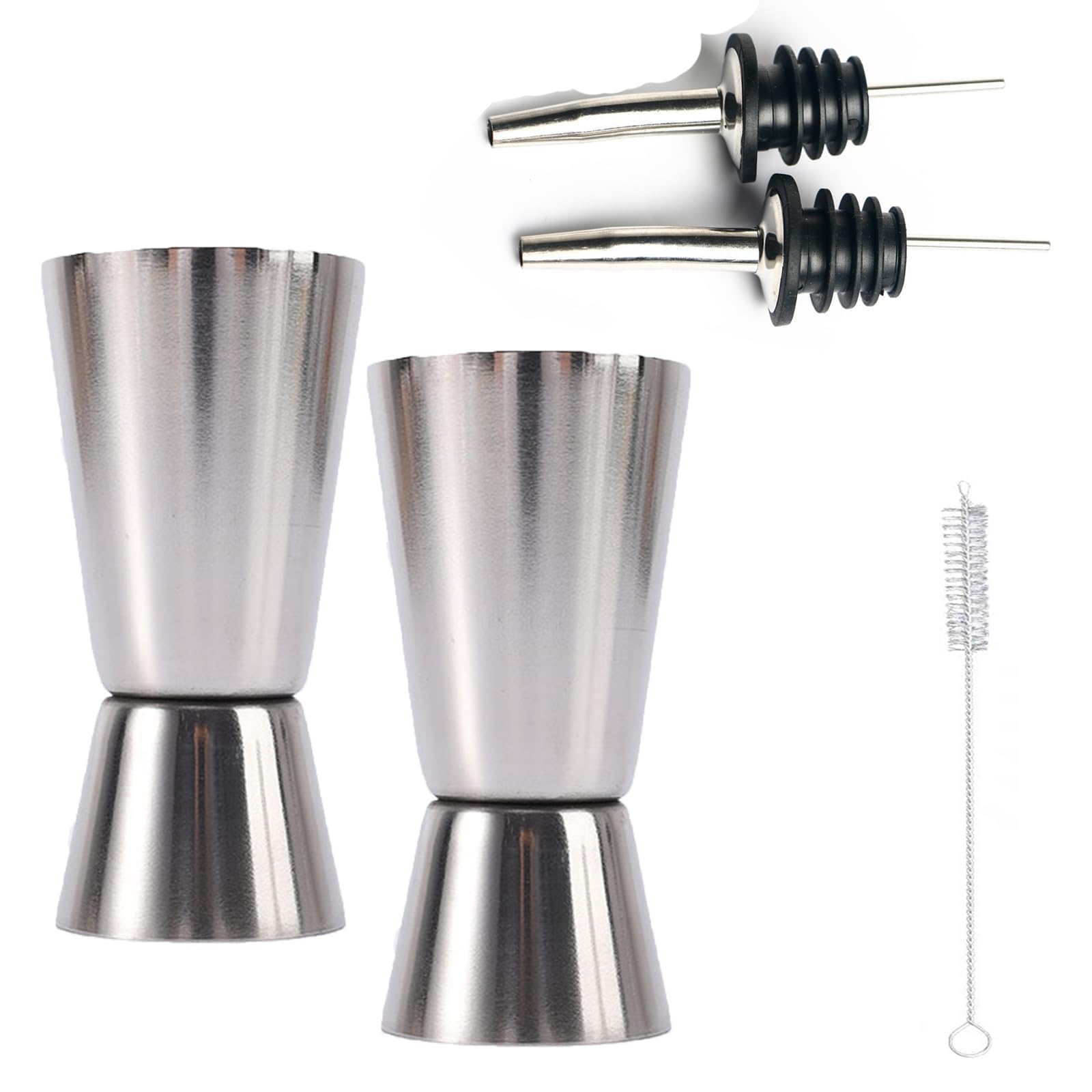 Spirit Measure, 2 Pcs Stainless Shot Dual Spirit Measure Cup, 15/30ml & 25/50ml Shot Measure, Alcohol Measure for Spirits, Suitable for Bar Party Wine Cocktail Drink Shaker (Valentine's Day Gift)