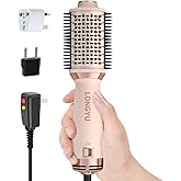 Longyu Travel Dual Voltage Hair Dryer Brush Mini Hot Air Brush with European Plug 110V-240V One Step Blow Dryer and Styler Volumizer for Home & Salon