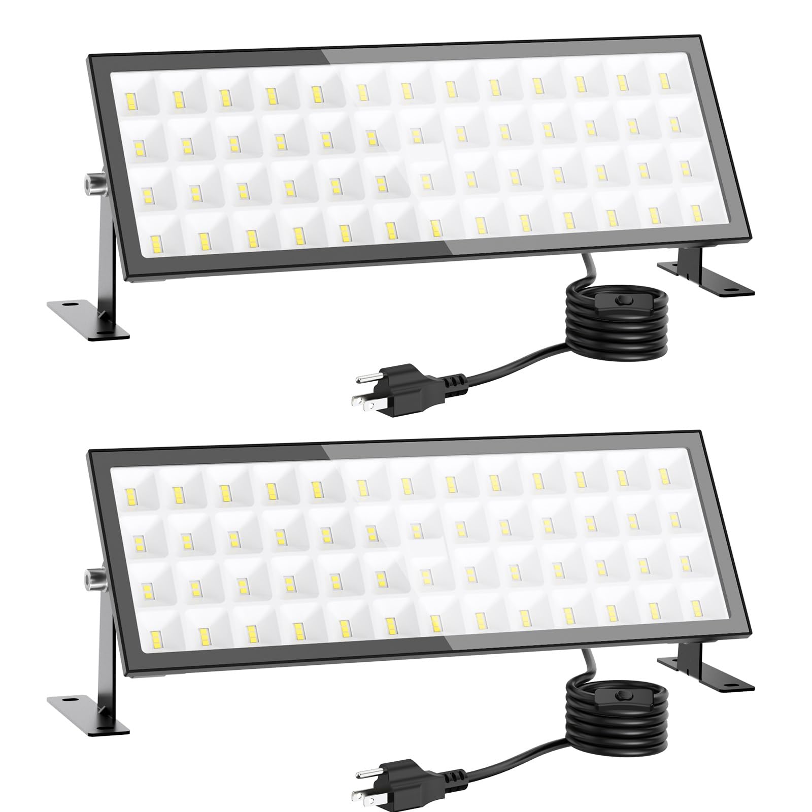 Photo 1 of 2pack Shop Lights,160w 21000lm Led Shop Light,Plug In Garage Lighting,Ip66 Waterproof Work Lights For Workshop,4.92ft Power Cord And On/Off Switch,6500k Super Bright Outdoor Flood Light For Warehouse