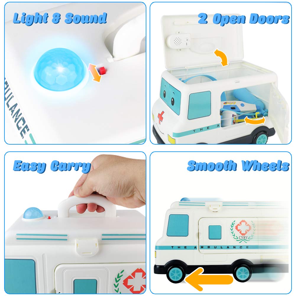 Malette Docteur Enfant Jouet Ambulance Kit Medecin Enfant Jeu de Rôle Valise Docteur 16 Pcs Jeu Imiter Docteur pour Bébé Enfants Garçon et Fille