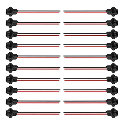 UHANBUT T10 W5W 194 Bulb Socket with Wire Pigtail, Universal LED Bulbs Pre-Wired Harness Sockets Adapter, Female Car Tail Light Connector Socket Accessories for Side Marker/Turn Signal Light (20PCS)