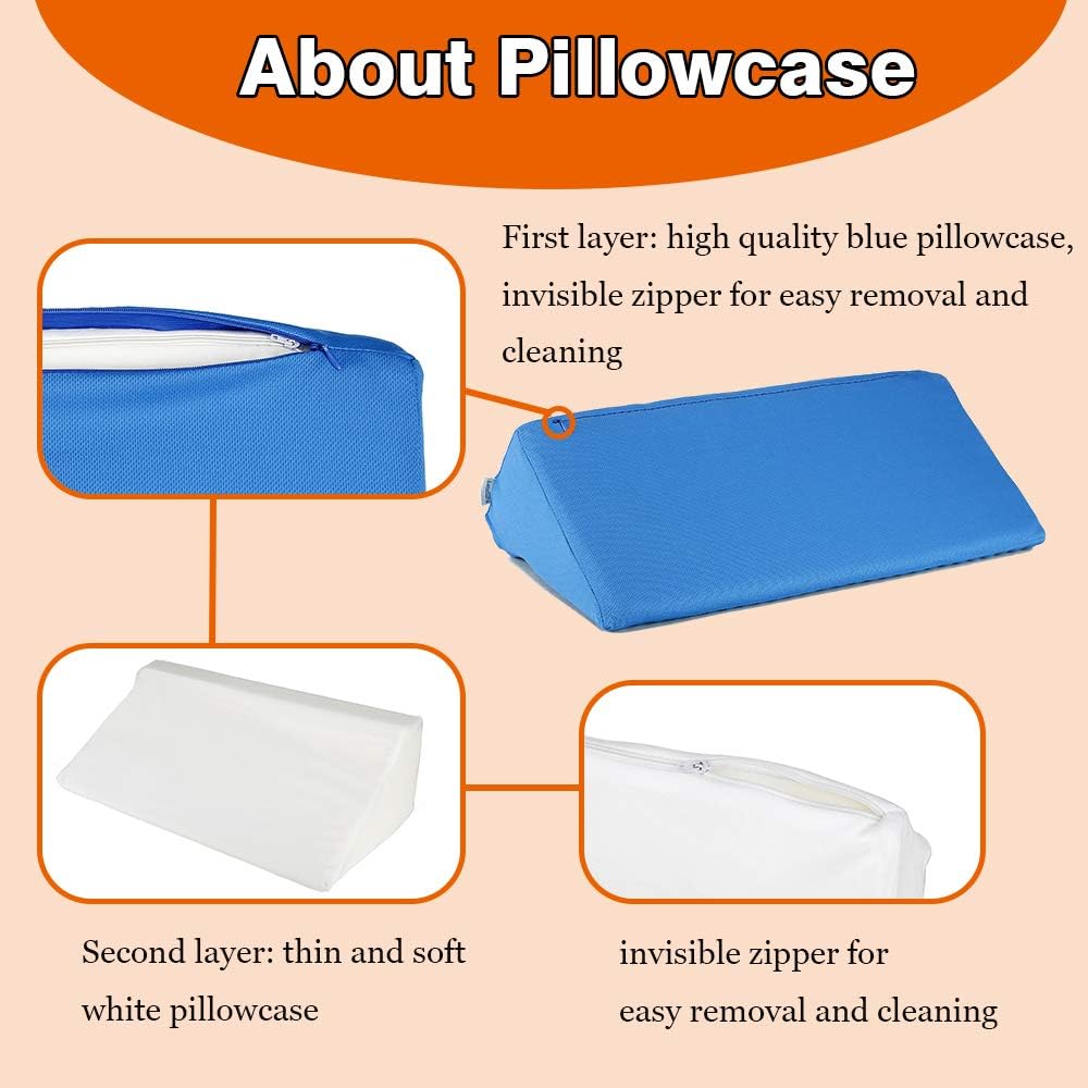 NEPPT Wedge Pillows for Sleeping Bed Gel Wedges Body Positioners 30 Degree Incline Wedge Pillow for Adults, Back Pain, Bed Sore Medical Foam Elevated Legs Bolster (Blue-Gel): Home & Kitchen