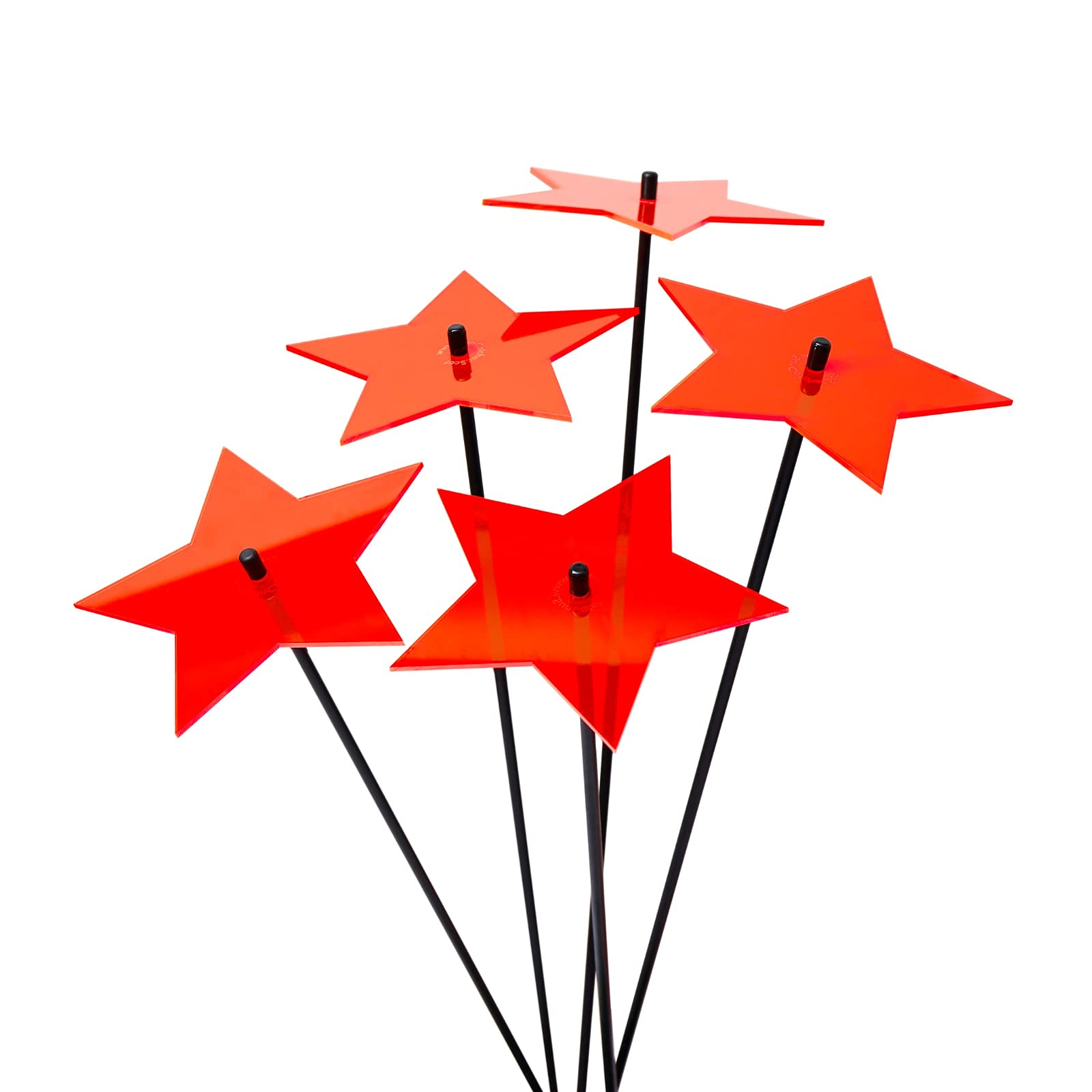 Shining Stars Set of 5 Large SunCatcher Garden Decor Ornamental Garden Stakes 75cm, 29.5 Inch high Indoor Outdoor Accessory Gardeners Gift, Colour:fluorescent Red