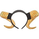 NUOBESTY Sheep Horn Headband Devil Demon Horns Headband for Halloween Costume Cosplay Photo Props (Golden)
