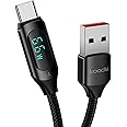 toocki USB A to USB C Cable Type C Charger Fast Charging Cable 5A PD 100w 6.6FT USB C Cable with LED Display, 480Mbps Data Nylon Braided Cable for iPhone 15 Pro Max Galaxy iPad MacBook, Black
