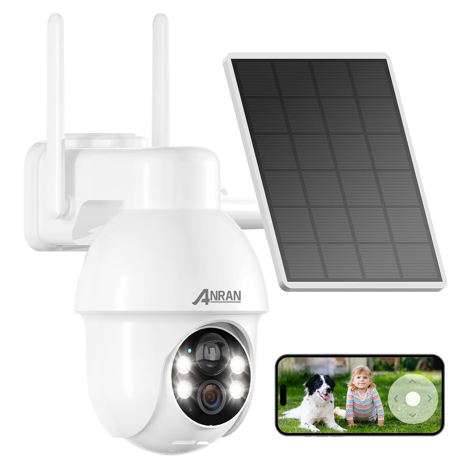 Photo 1 of ANRAN [2026 Exclusive Solar Camera Security Outdoor 2K with Adjustable Solar Panel, 360° View Night Vision, 2 Way Charge Battery Powered, No Monthly Fee, Wireless /2.4G WiFi Camera for Home Farm