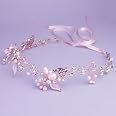 Brautschmuck Stirnband Mit Kristall & Süßwasserperlen – Light Rose Gold, Für Hochzeit & Feiern