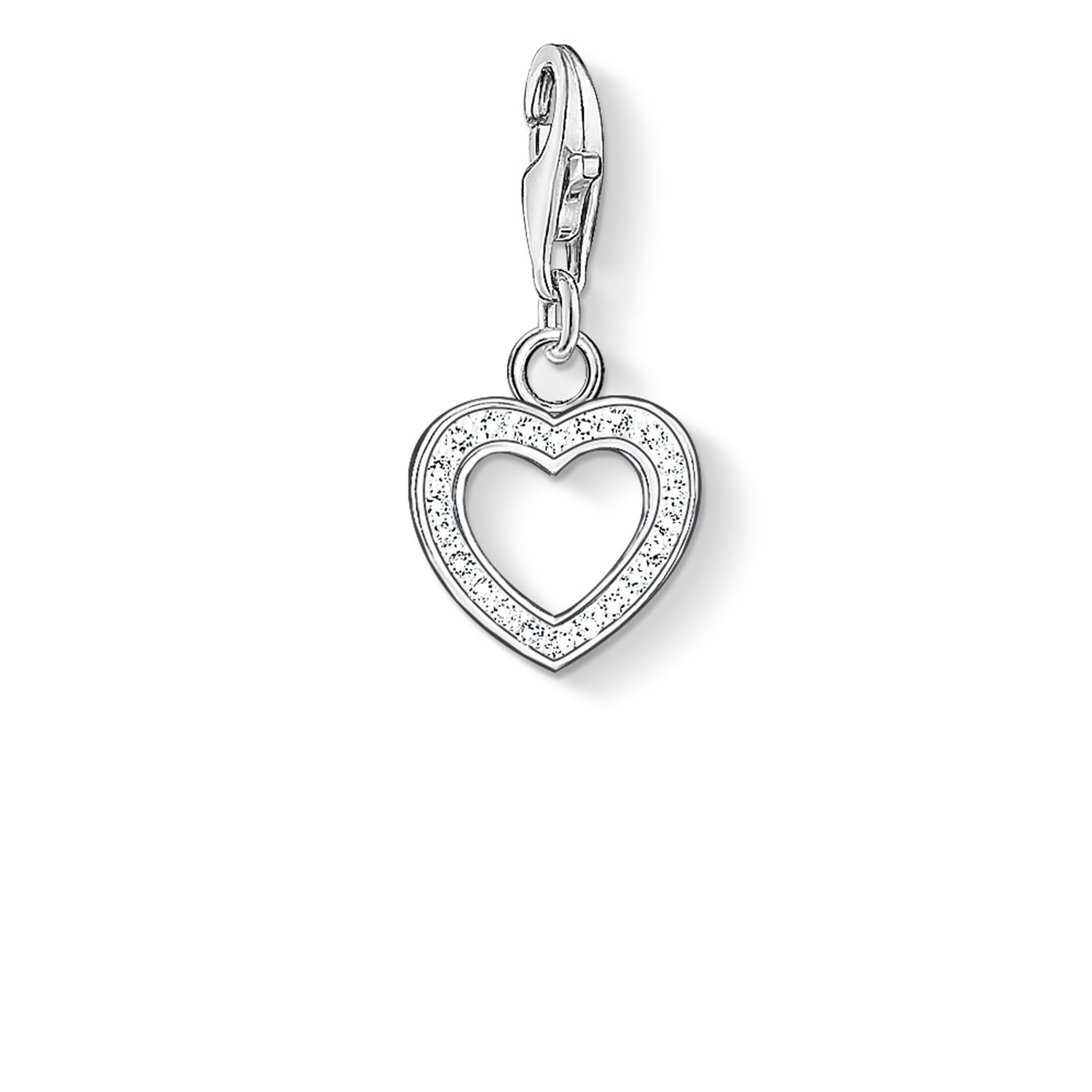 Thomas Sabo Women Charm Pendant Heart Zirconia Charm Club 925 Sterling Silver 0930-051-14