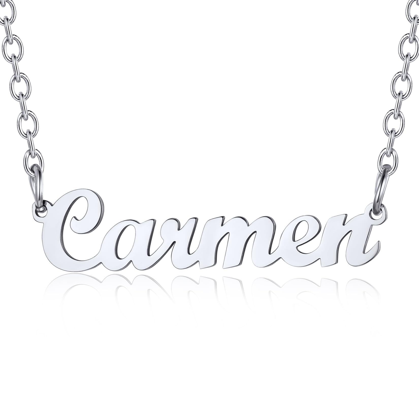 U7 Stainless Steel Carmen Name Necklace Womens Custom Necklaces