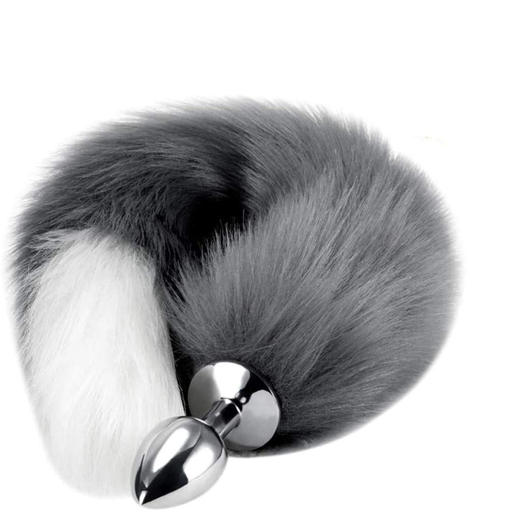 Beauty's Love Adoreyou Fox Tail Toys Soft Smooth Stainless Steel Tail Plug Cosplay Costume Accessory (Grey)