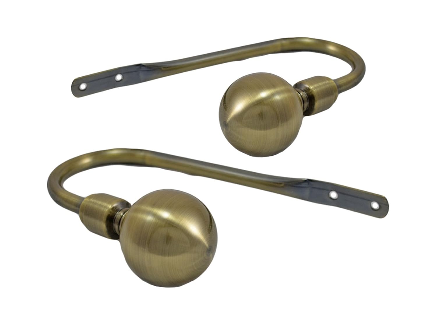 Set Of 2 Metal Ball Black Chrome Brass Black Curtain Pole Holdback