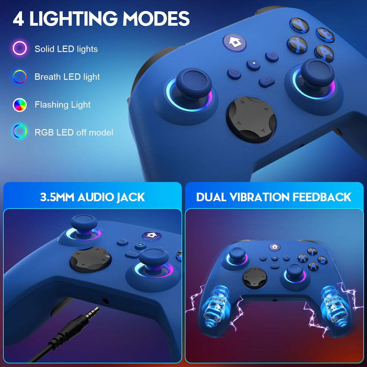 Choopp Xbox Controller, 2.4GHz Wireless Xbox Controller, Xbox One Controller with 1000mAh Battery, Programmable, Turbo Function, 4 Lighting Modes, for Xbox Series X|S, Xbox One X|S, Xbox One, PC