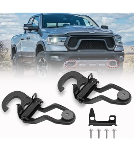 For 2019 2020 Dodge Ram 1500 DT Front Left & Right Black Tow Hooks With Hardware - Foto 3
