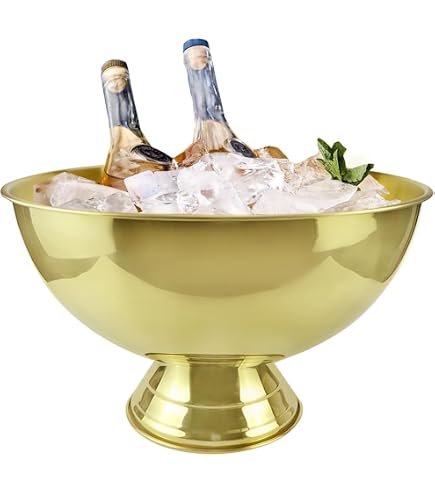 SMELEYOU Cubo De Hielo De Acero Inoxidable Dorado 3L - Perfecto Para Enfriar Vino Y Champán En Fiestas