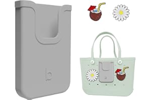 EASYDOG Silicone Phone Holder Compatible with Bogg Bag, Soft Silicone Charm Insert Accessories and Attachment for Bogg Beach Bags, Generic & Portable Size Fits for iPhone and Android Phones-Grey