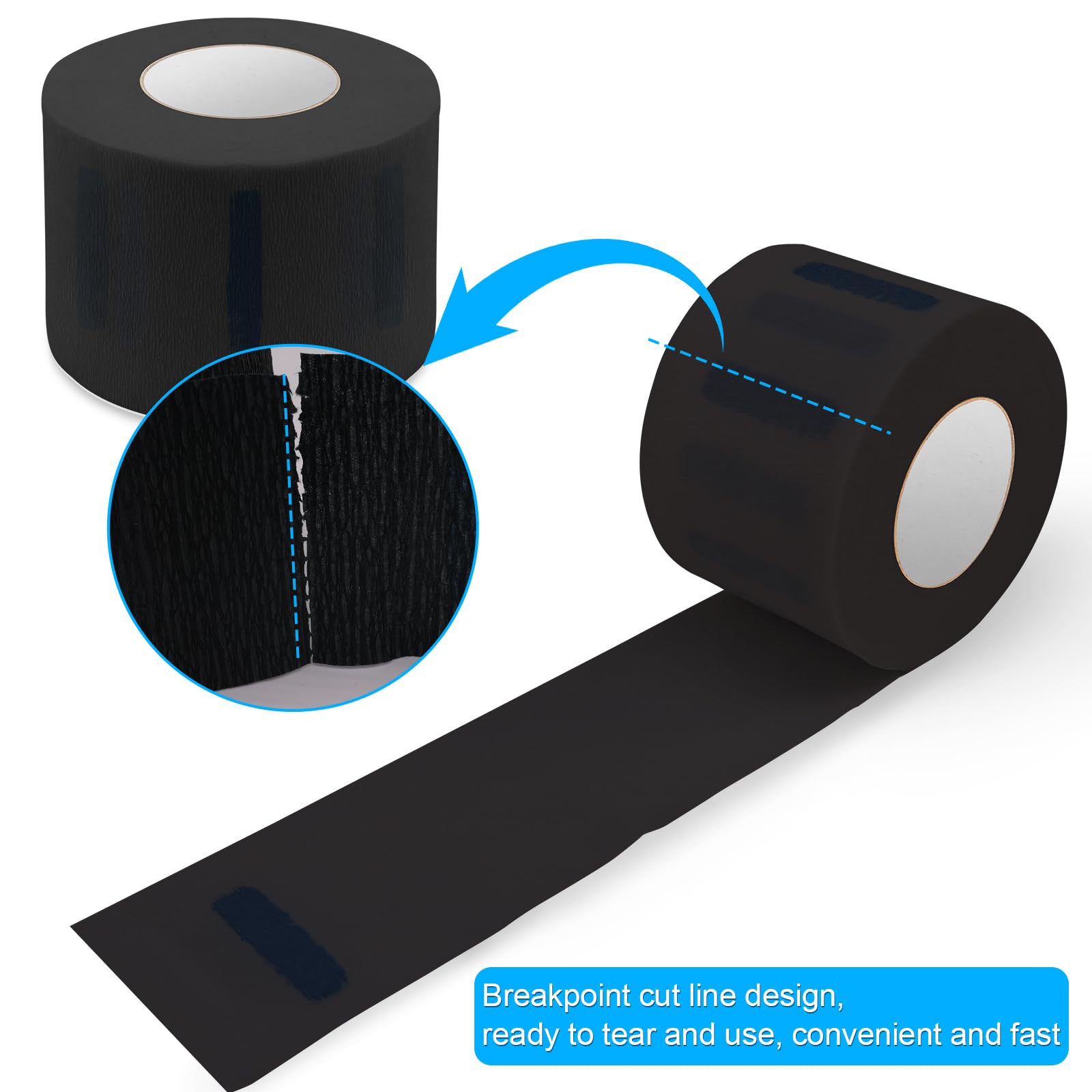 NICEMOVIC 5 Rolls Disposable Barber Paper Neck Strips Barber Accessories, Professional Barber Supplies Stretchy Paper Neck Strips for Salon Haircut Styling-Black