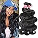 Mscove 8A Peruvian Hair Body Wave 3 Bundles 12 14 16 inch Virgin Human Hair Weave Bundles Peruvian Virgin Hair Total 300g Natural Black