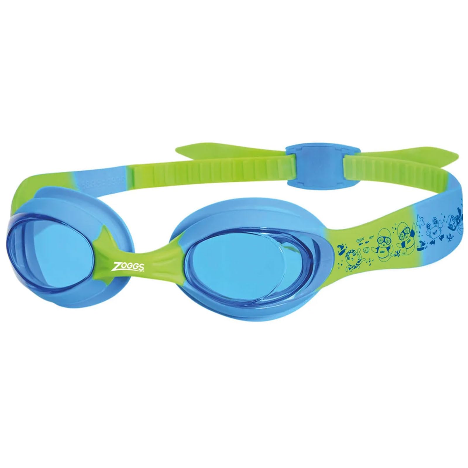 Zoggs Little Twist Kids Swimming Goggles (0-6 Years, Blue Lens, Blue/Green) UV Protection, Children's Kids Goggles with Anti-Fog, Toddler, Junior Boys & Girls Swim Goggle with Easy Adjust Strap