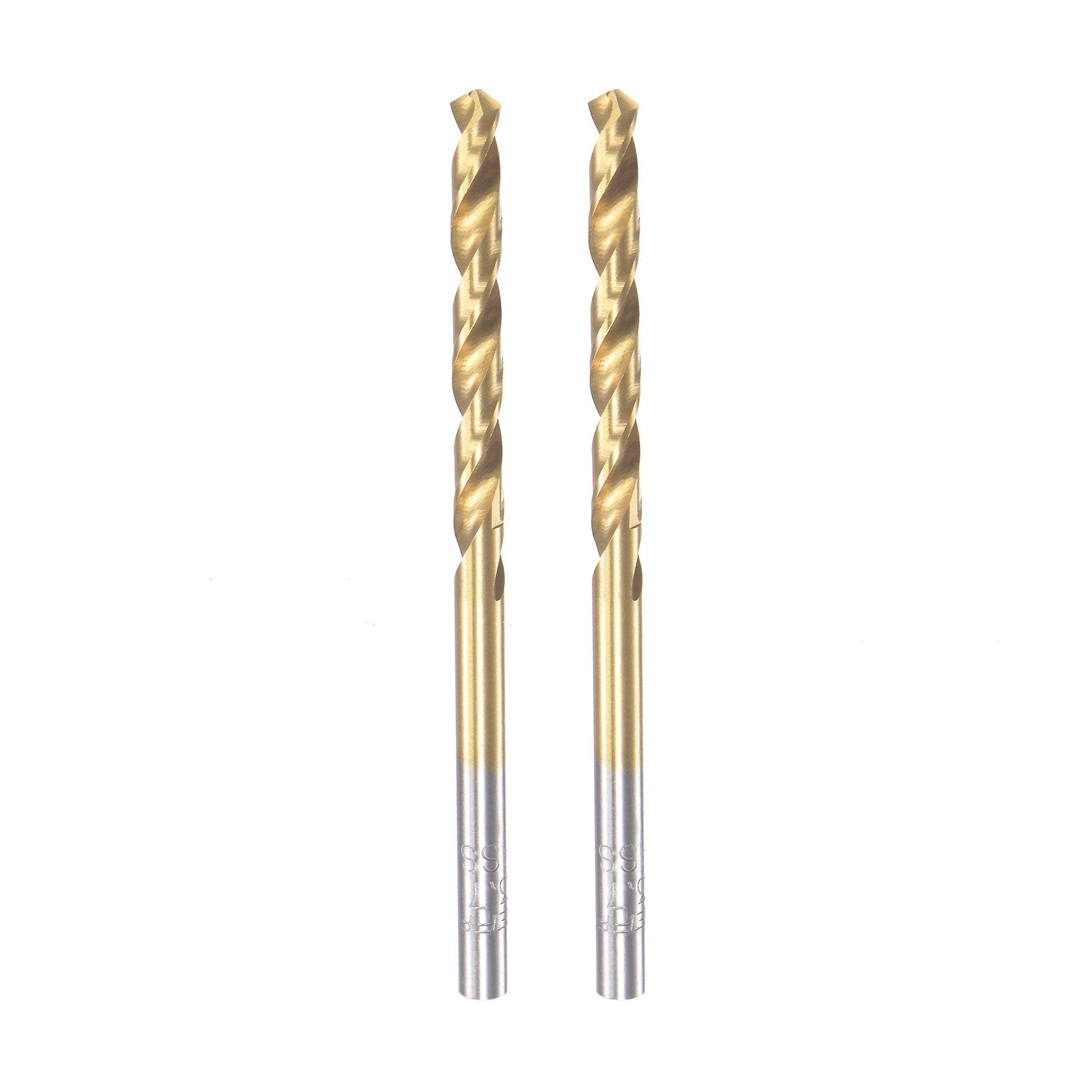 sourcing map High Speed Steel Straight Shank Twist Drill Bit Fully Ground Titanium Coated 3.7mm Drill Diameter 70mm Total Length 33mm Drill Bit Length 2 Pcs