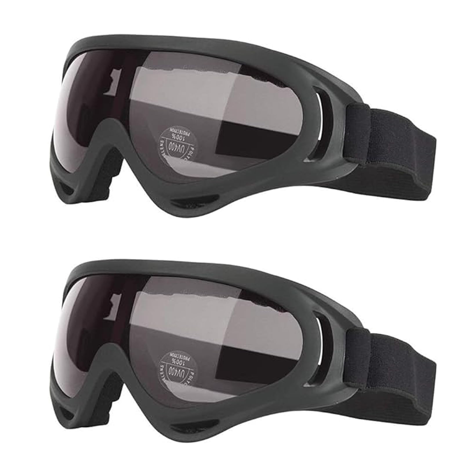 gotyou 2 Pcs Outdoor Sports Goggles,Cycling Motorcycle Ski Goggles,X400 UV Protection Sandproof Glasses,Windproof Dust-proof Anti-fog Tactical Glasses,Outdoor Sport for Kids and Adult(Black)