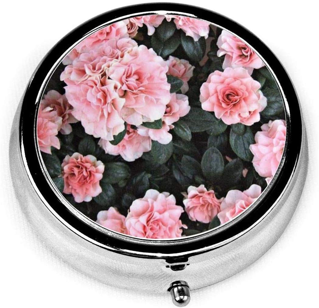 Ulalaza Round Medicine Box Portable Mini Metal Pill Case 2 inches Travel Little Pill Dispenser (3 Compartments)