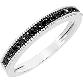 Dazzlingrock Collection Round Black Diamond Stackable Wedding Band for Women (0.10 ctw, Color Black, Clarity Opaque) in 925 Sterling Silver