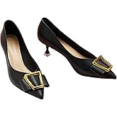 C.Paravano Pumps Shoes Women | Kitten Heels | Low Heel | Dress Shoes for Women | Pointed Toe Heels(Black,Size 6.5)