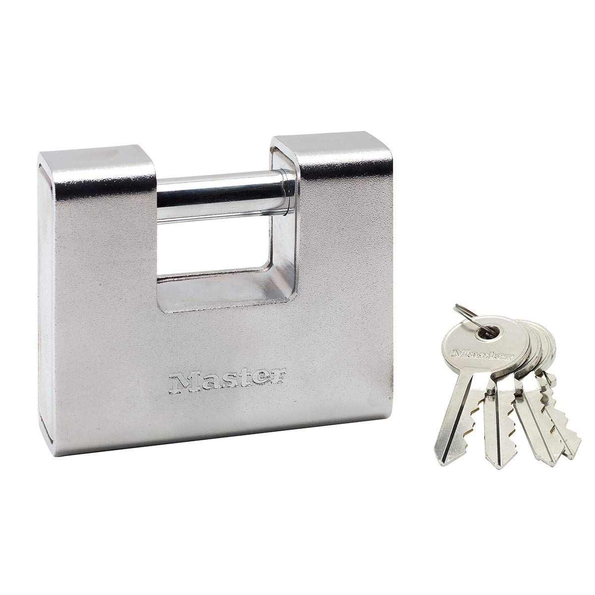 Master Lock 690EURD Rectangular Zinc Padlock with Key, Grey, 10,4 x 9 x 2,9 cm