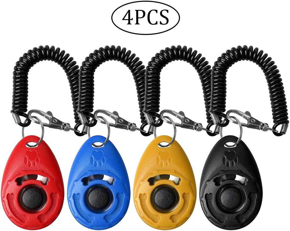 nuosen Dog Clicker, 4 Pcs Dog Training Clickers Pet Training Clickers Training Tool with Wrist Strap For Dog and Horse