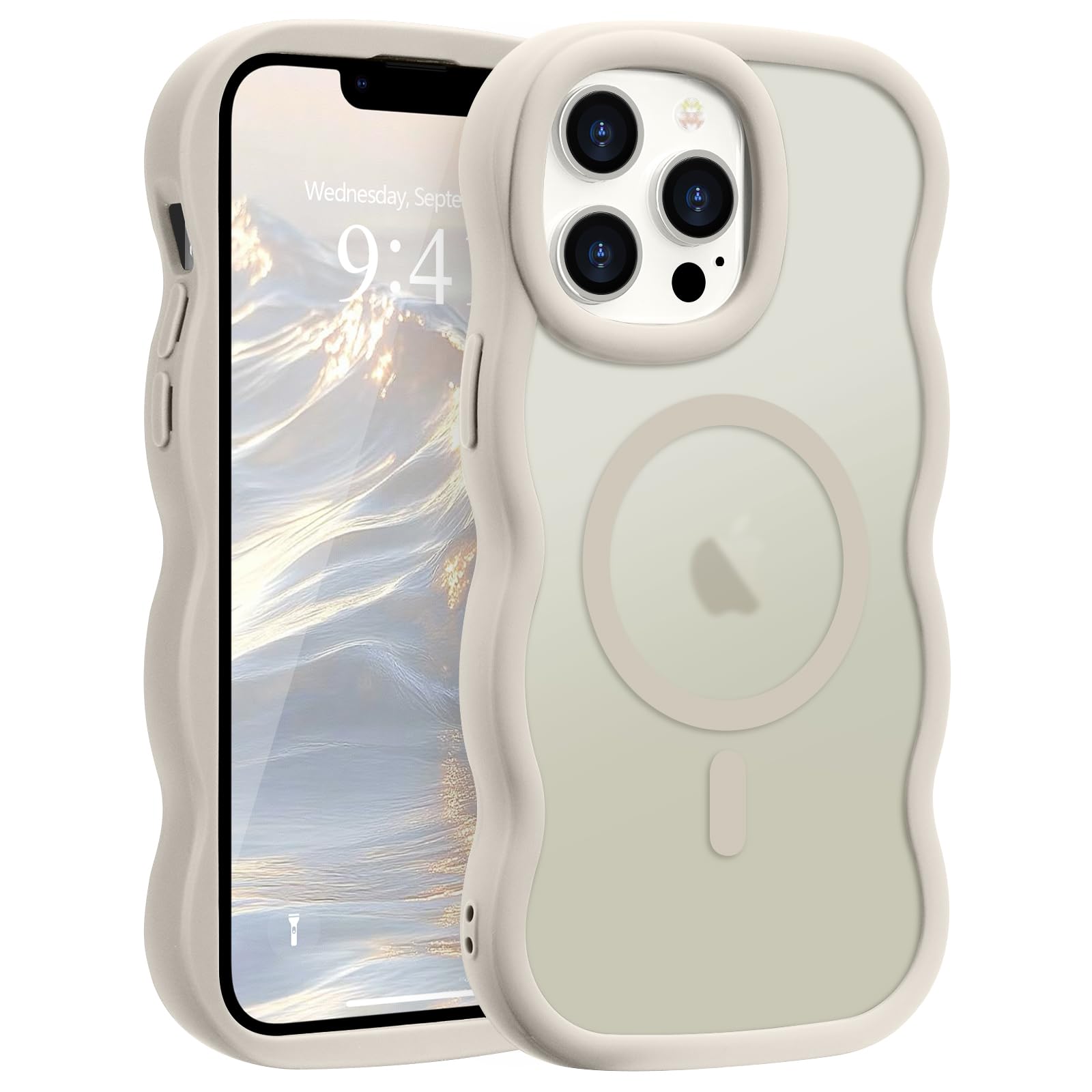Pepmune for iPhone Air Case Curly Wavy Frame Translucent, Stone