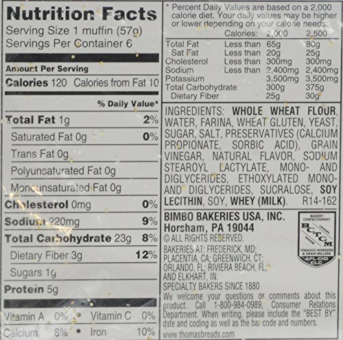 Thomas', 100% Whole Wheat English Muffins, 6 ct, 12 oz