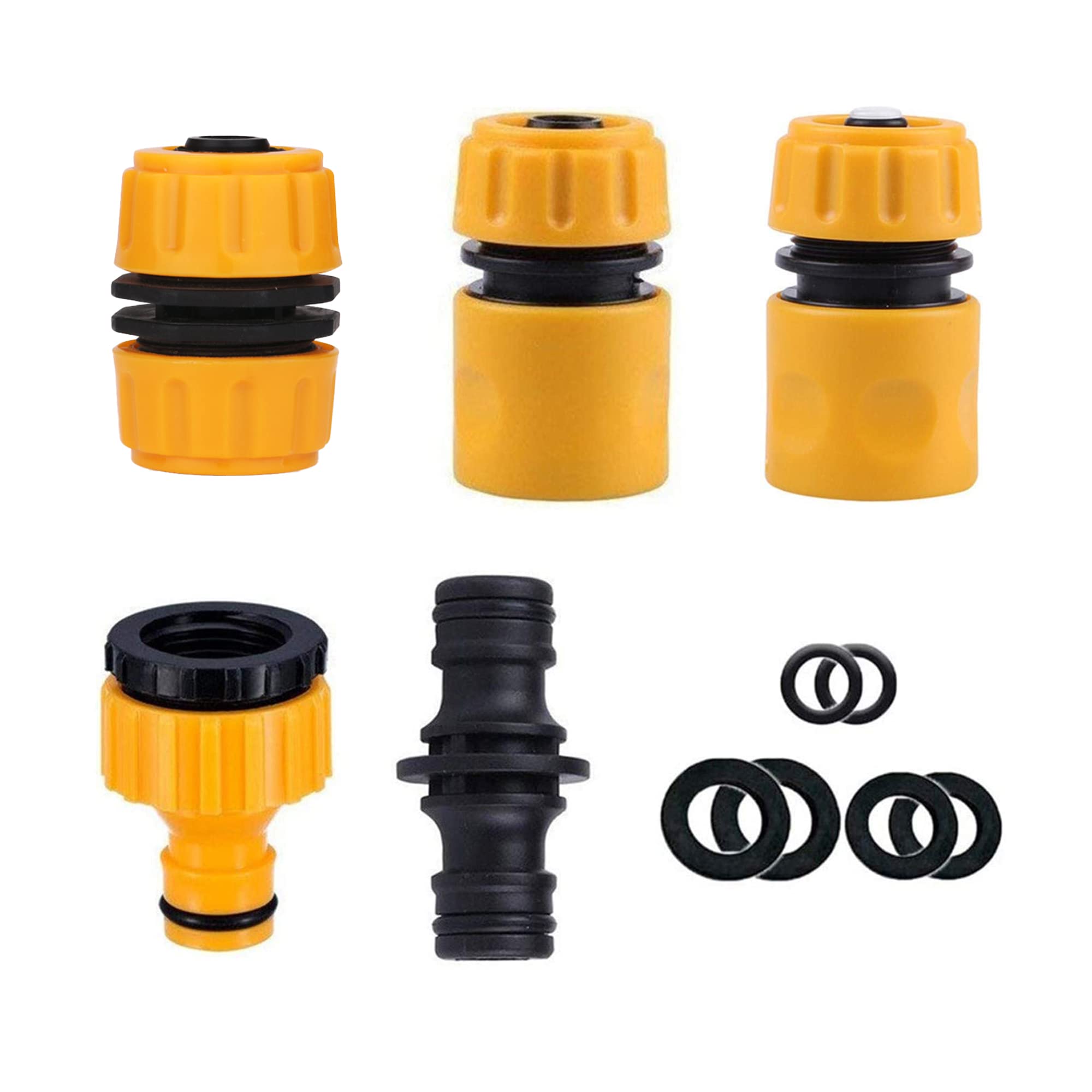TOPWAYS Garden Hose Pipe Connectors Kit, 2in1 Threaded Tap Connector, Hose Repair and End Quick Connector, Hose Waterstop Connector, Double Male Snap Connector, Spares Kit Hose Attachments 5PCS