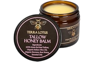 Terra Lotus - Organic Grass-Fed Beef Tallow Balm with Raw Honey - Moisturizing Cream for Soft, Smooth Skin - Handmade All-Natural Moisturizer (2 Oz, Lavender)