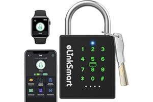 Combination Lock Outdoor eLinkSmart Password Padlock with Key NFC RFID Weatherproof Heavy Duty Padlock for Locker Gym Gate Fence Truck Support Temporary Code Unlock Record