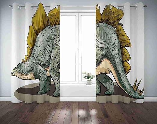 Amazon Com Trikptey Cartoon Dinosaur Curtains Animal Cartoon Armored Dinosaur Blackout Grommet Window Curtains For Bedroom Living Room Set Of 2 Panels 2 Tiebacks Included 104 X63 Home Kitchen