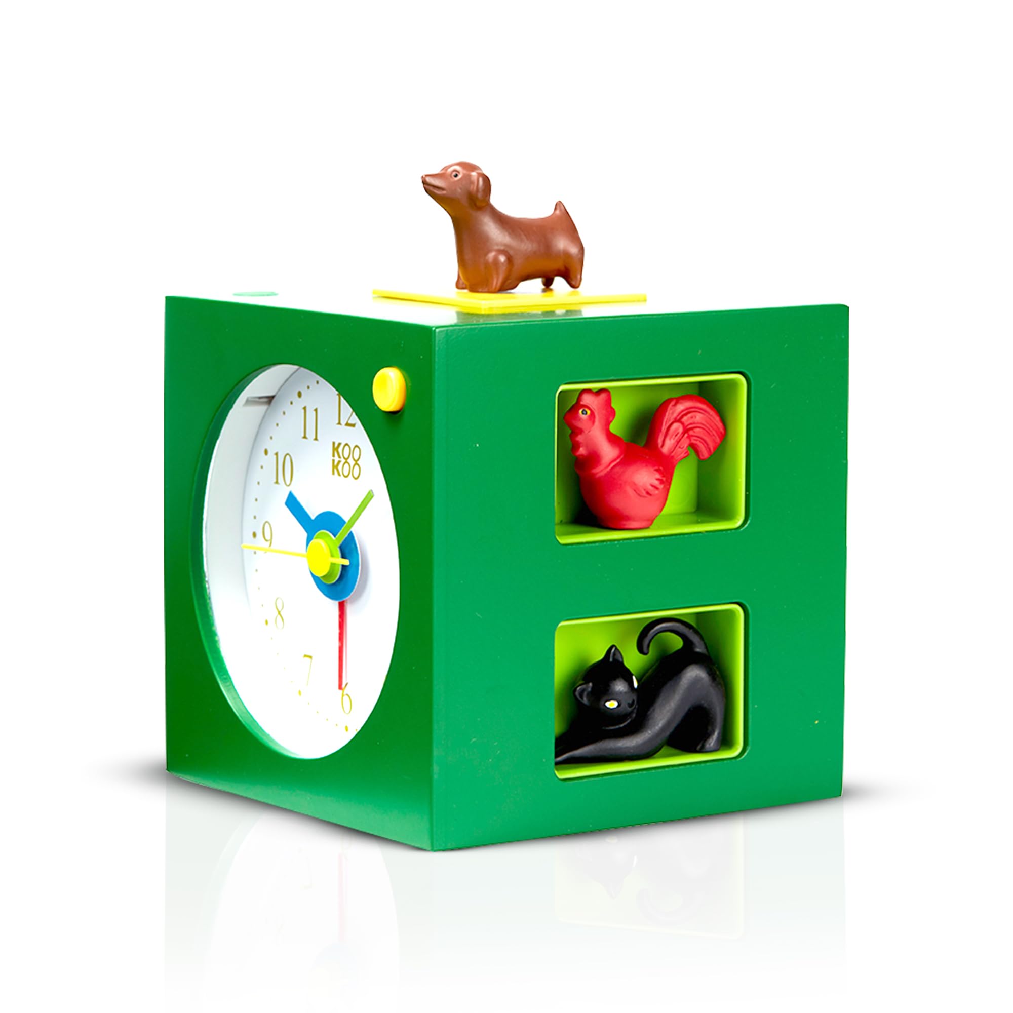 KOOKOO KidsAlarm green alarm clock for children including 5 farm animals and their wake-up calls