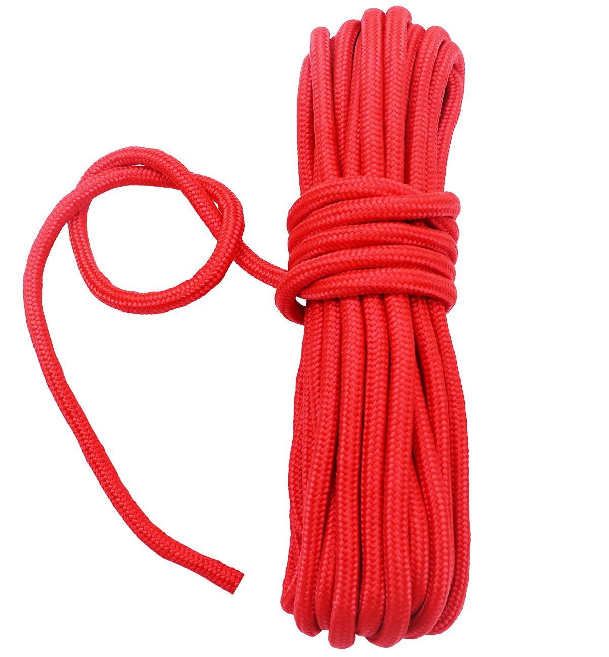Fuwok 2/3/4/6/8/10MM 20M(64ft) Satin Nylon Trim Cord,Rattail Silk Cord,All Purpose Rope,Assorted Colors Nylon String Twisted Durable Long Ropes (Red, 6mm)