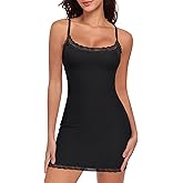 Werkiss Women Full Slip for Under Dress Adjustable Strap Slip Dress Sexy Lace Soft Slips Nightgown Lingerie Dress