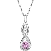 Aprila Women Infinity Necklace 925 Sterling Silver Twist Birthstone Pendant with Chain 5A Cubic Zirconia Jewelry