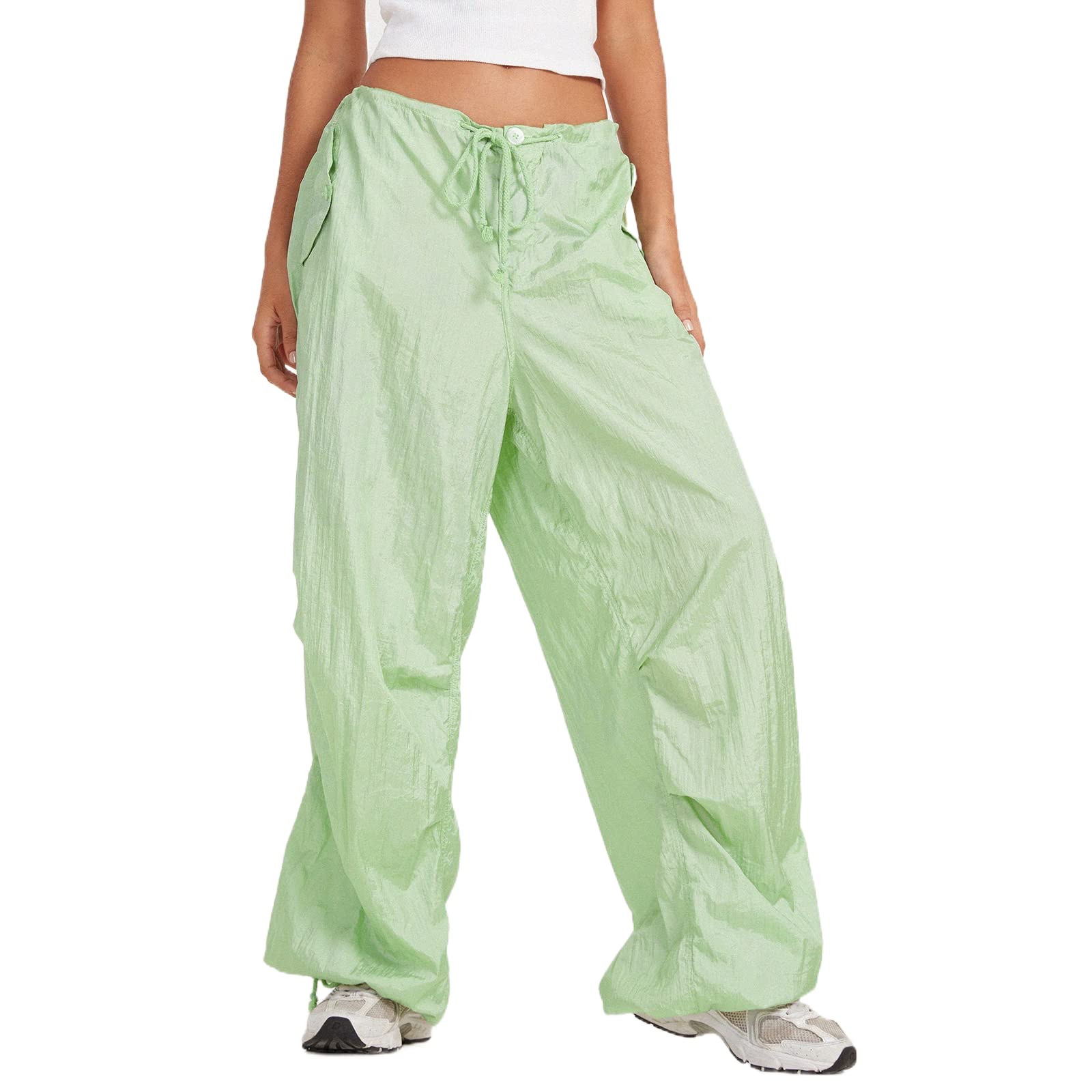 WOBONIU Women Low Waist Baggy Cargo Pants Indie