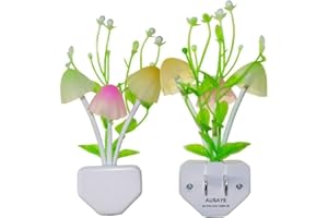 AUSAYE 2 Pack LED Sensor Night Light Plug-in NightLight Color Changing Lamp Mushroom Decor, Mini Cute Night Lights for Kids Adults Bedroom,Toilet, Bathroom, Stairs, Kitchen, Hallway