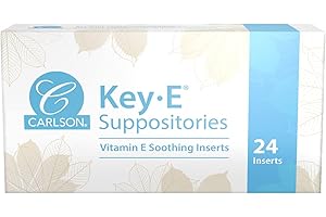 Carlson - Key-E Suppositories, 30 IU (20 mcg) Vitamin E Suppository, Lubricates Dry Areas, for Women and Men, 24 Count