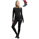 Merino.tech Merino Wool Base Layer Women Set - Heavyweight, Lite, Midweight Merino Thermal Underwear for Women Top, Bottom