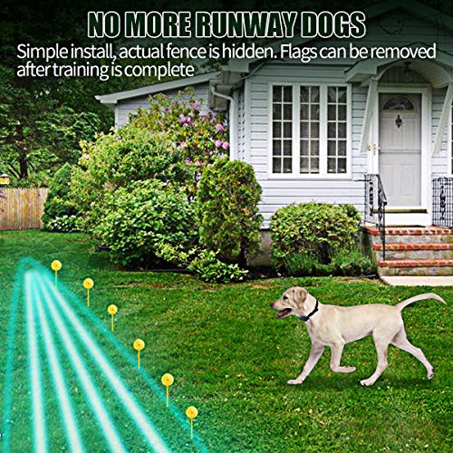 YHPOYLP Wireless Dog Fence In-Ground Pet Containment System, Underground Electric Dog Fence System, IPX8 Rechargeable Waterproof Shock Collar 950Ft Compatible with All Kinds Wire (1 Dog System)