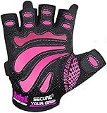 Women Gym Gloves Protect Your Hands & Improve Your Grip - Pink & Black Weightlifting Gloves - Easy to Pull On & Off - Adjustable Fit (Pink, Small)